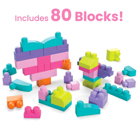 Mega Bloks First Big Building Bag Classic Pink, 80 Pieces