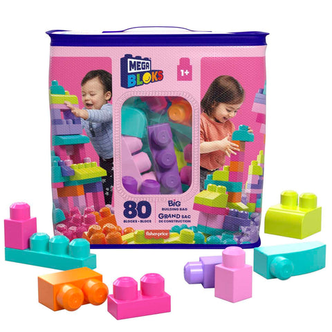 Mega Bloks First Big Building Bag Classic Pink, 80 Pieces