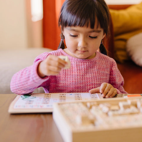 Melissa & Doug Deluxe Wooden Stamp Set ABCs 123s
