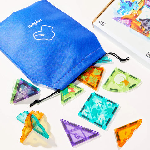 Mideer Colorful Magnetic Tiles Jurassic Adventure 48 Pieces