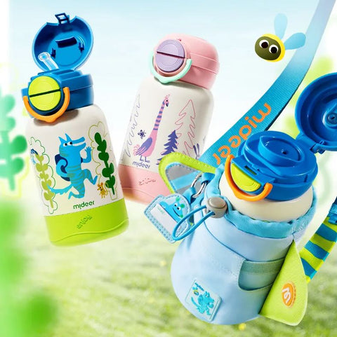 Mideer Double Drinking Insulation Cup, Backpacker Wolf 480ml