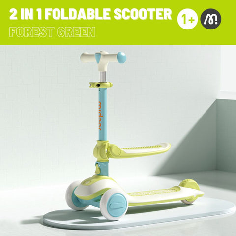 Mideer 2 in 1 Foldable Kick Scooter Green 1+ Years