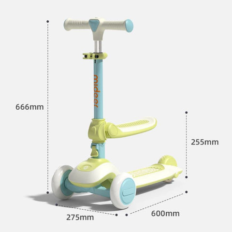 Mideer 2 in 1 Foldable Kick Scooter Green 1+ Years