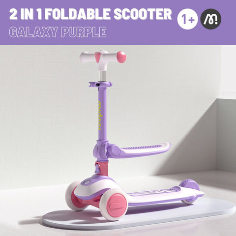 Mideer 2 in 1 Foldable Kick Scooter Purple 1+ Years