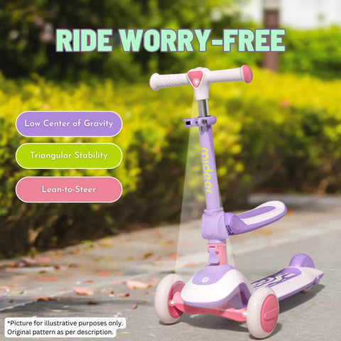 Mideer 2 in 1 Foldable Kick Scooter Purple 1+ Years