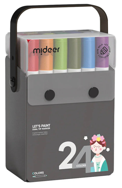 Mideer Let's Paint Translucent Dual Tip Markers 24 Colors