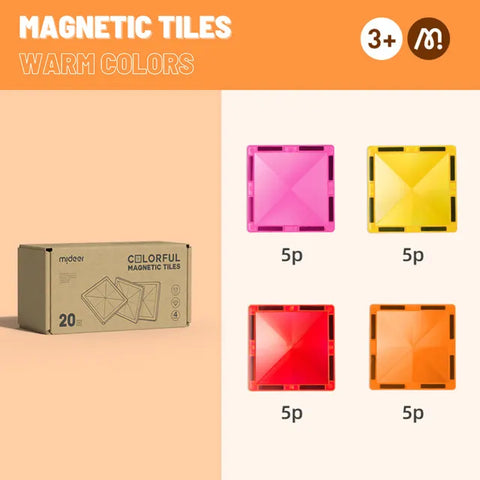Mideer Magnetic Tiles Warm Colors 20 Pieces