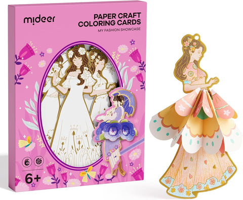 Mideer Origami Coloring Cards Craft Kit Princess Showcase