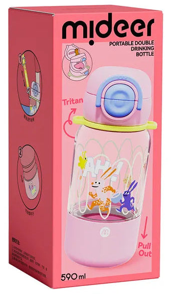 Mideer Portable Double Drinking Bottle Pink Rabbit 590ml