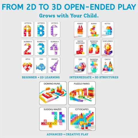 Mideer Colorful Magnetic Tiles Glow Mosaic 80 Pieces