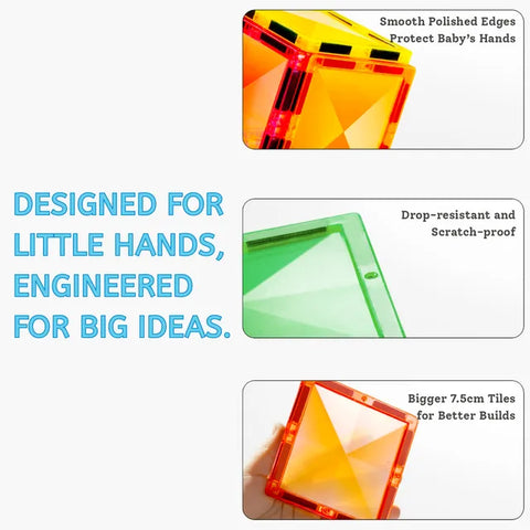 Mideer Colorful Magnetic Tiles Glow Mosaic 80 Pieces