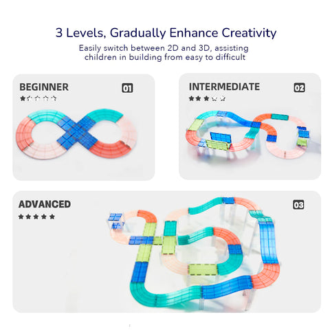 Mideer Racing Track Grooved Magnetic Tiles 115 Pieces