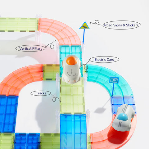 Mideer Racing Track Grooved Magnetic Tiles 115 Pieces