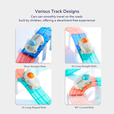 Mideer Racing Track Grooved Magnetic Tiles 115 Pieces