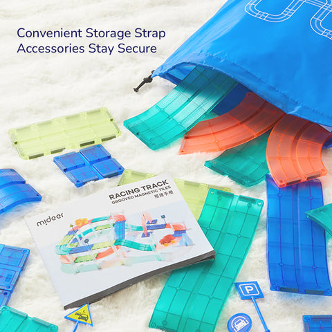 Mideer Racing Track Grooved Magnetic Tiles 115 Pieces