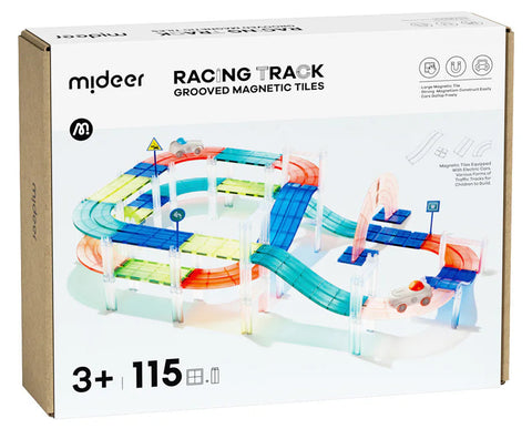 Mideer Racing Track Grooved Magnetic Tiles 115 Pieces