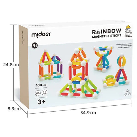 Mideer Rainbow Magnetic Sticks 100 Pieces