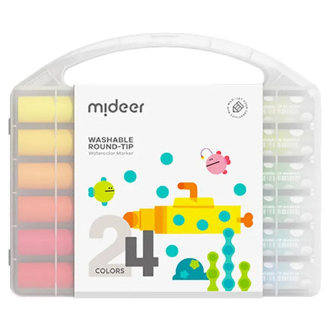 Mideer Washable Round Tip Markers 24 Colours