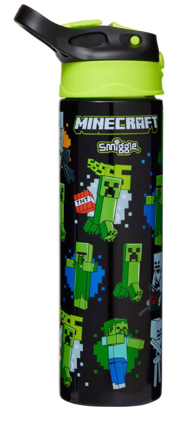 Smiggle Minecraft Gush Flip Top Spritz Plastic Drink Bottle 700ml