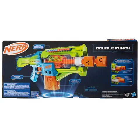 Nerf Elite 2.0 Double Punch Dart Blaster, 50 Nerf Elite Darts, 2x 10-Dart Clips