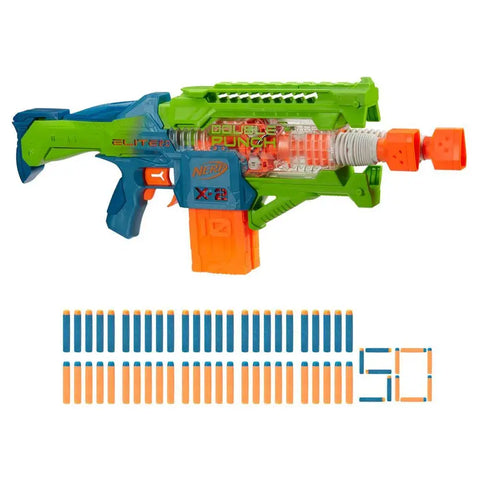 Nerf Elite 2.0 Double Punch Dart Blaster, 50 Nerf Elite Darts, 2x 10-Dart Clips