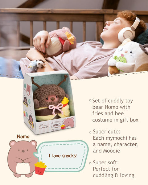 Nici Soft Toy Set Mymochi Bear Nomo With French Fries and Bee Costume 8cm