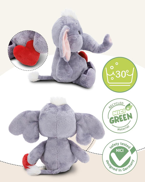 Nici Soft Toy Love Elephant Dark Grey With Magnetic Heart 32cm