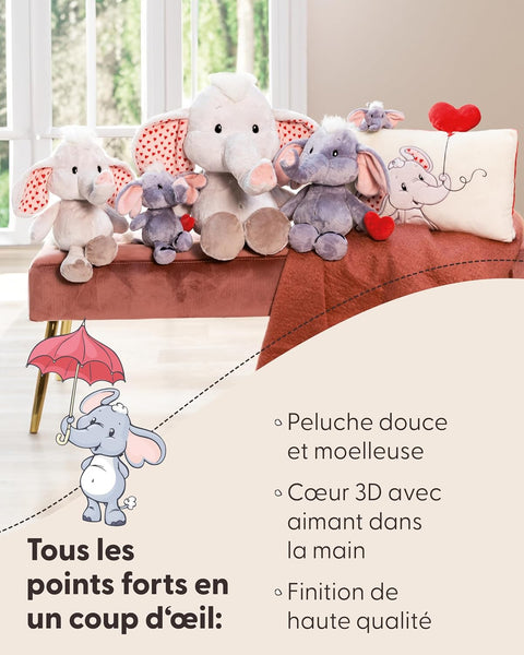 Nici Soft Toy Love Elephant Dark Grey With Magnetic Heart 32cm