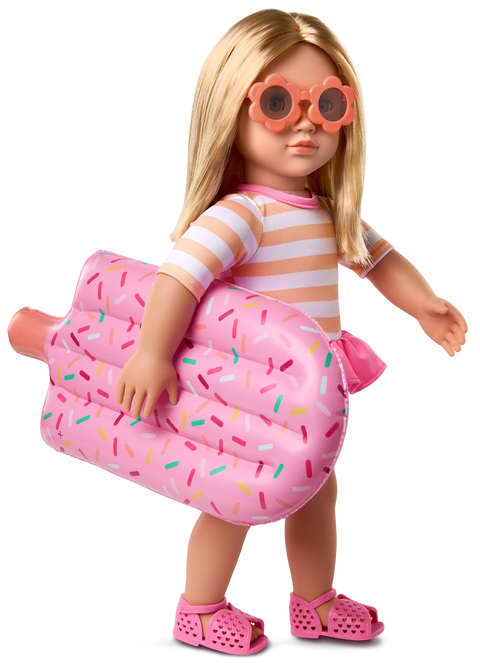 Our Generation 18" Doll with Swimsuit & Inflatable Pool Float