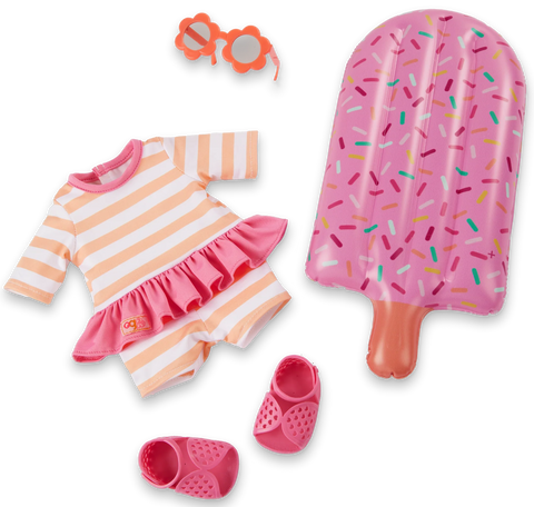Our Generation 18" Doll with Swimsuit & Inflatable Pool Float