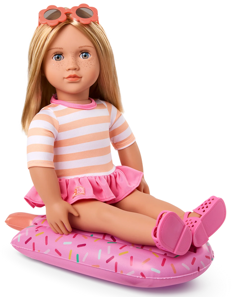 Our Generation 18" Doll with Swimsuit & Inflatable Pool Float