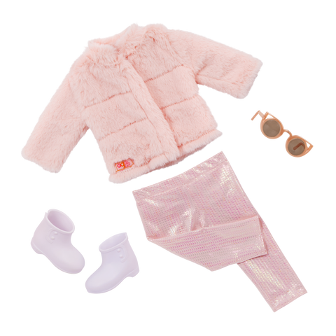 Our Generation Ava 18" Fashion Doll with Pink Faux-Fur Coat