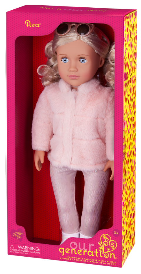 Our Generation Ava 18" Fashion Doll with Pink Faux-Fur Coat