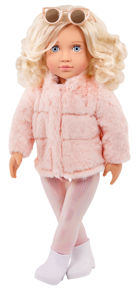 Our Generation Ava 18" Fashion Doll with Pink Faux-Fur Coat