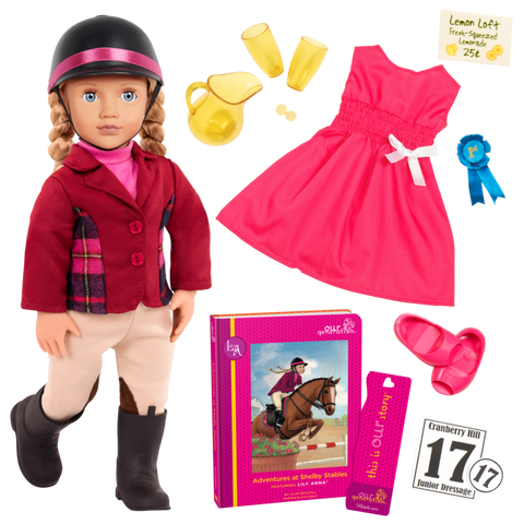 Our Generation Lily Anna 18" Posable Equestrian Doll & Book