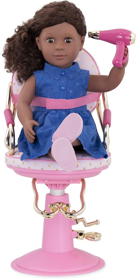 Our Generation Sitting Pretty Salon Chair Gold Hearts for 18" Dolls