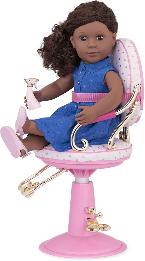 Our Generation Sitting Pretty Salon Chair Gold Hearts for 18" Dolls