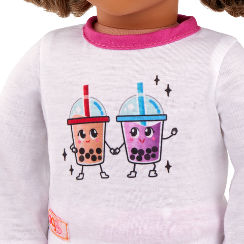 Our Generation Best Teas Pajama Outfit & Bubble Tea Plush for 18" Dolls