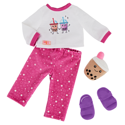 Our Generation Best Teas Pajama Outfit & Bubble Tea Plush for 18" Dolls