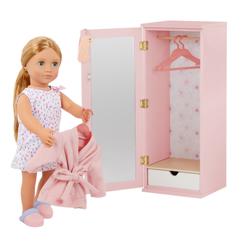 Our Generation Fashion Closet Wooden Wardrobe Furniture Set & Outfits for 18" Dolls