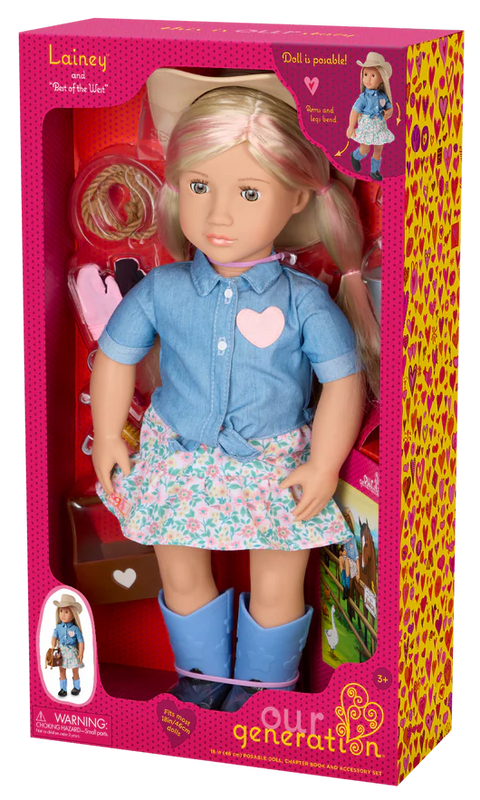 Our Generation Lainey Posable 18" Cowgirl Doll & Storybook