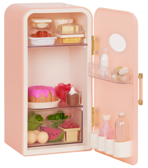 Our Generation Perfectly Fresh 18" Doll Mini Fridge & Play Food Set