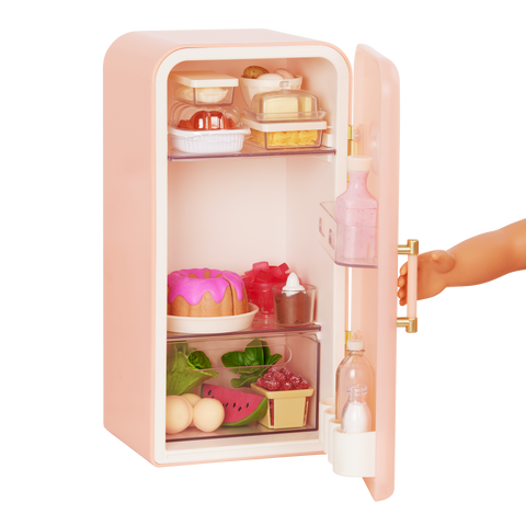 Our Generation Perfectly Fresh 18" Doll Mini Fridge & Play Food Set