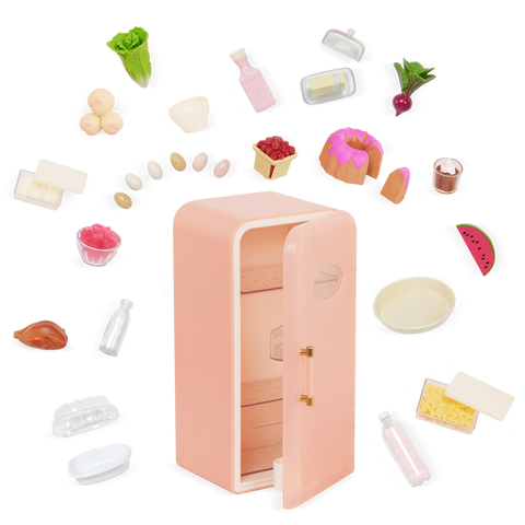 Our Generation Perfectly Fresh 18" Doll Mini Fridge & Play Food Set