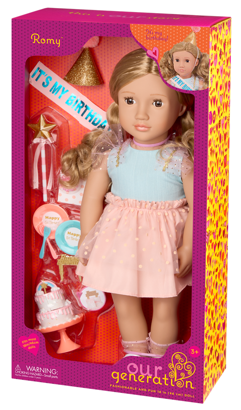 Our Generation Romy 18" Birthday Party Doll & Accessories