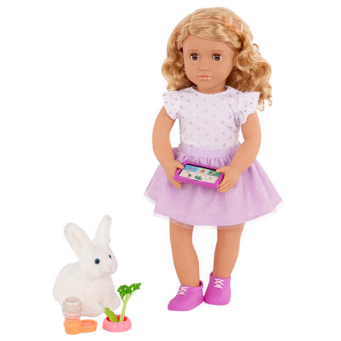 Our Generation Tabby Posable 18" Doll & Pet Bunny Set