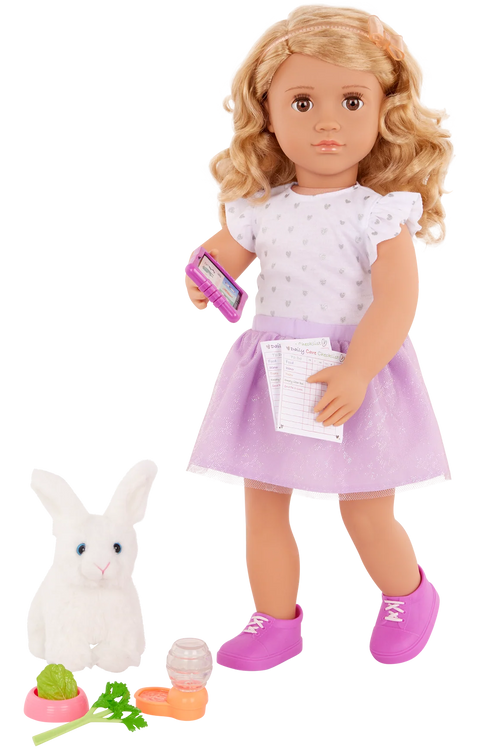 Our Generation Tabby Posable 18" Doll & Pet Bunny Set