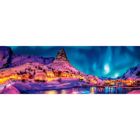 Panorama Colorful Night Over Lofoten Islands Puzzle, 1000 Pieces