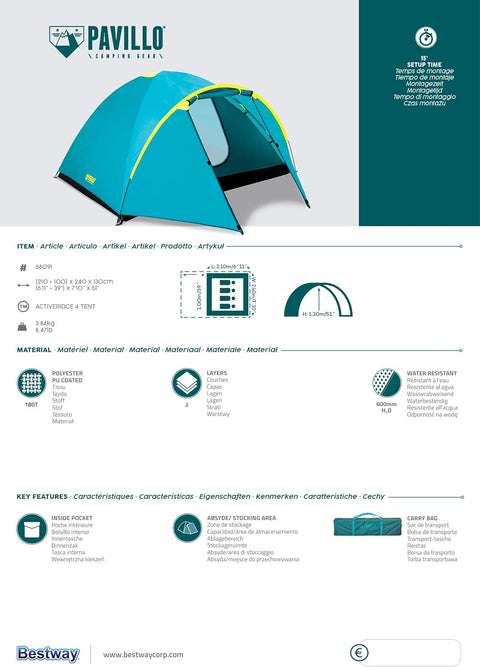 Pavillo™ Activeridge 4 Tent 310x240x130cm