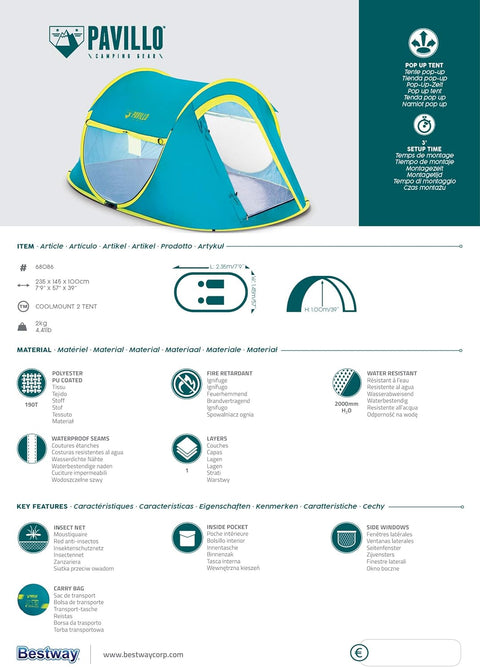 Pavillo™ Coolmount 2 Tent 235x145x100cm